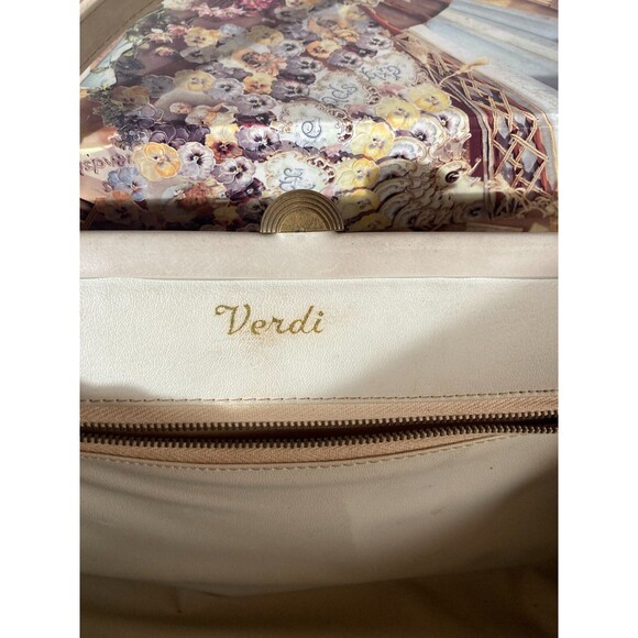 Vintage 60s Purse 1960s Floral Tapestry Lucite Spring Pinup Rockabilly Retro Bag - Picture 4 of 7